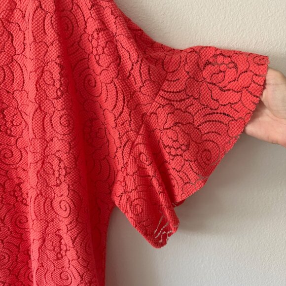 Banana Republic Lace Flutter Sleeve Coral‎ Top Size XL - Picture 3 of 8